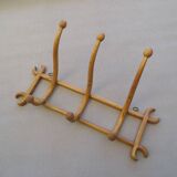 1890 Fischel, Bentwood blond 3-peg wall-mounted coat and hat rack