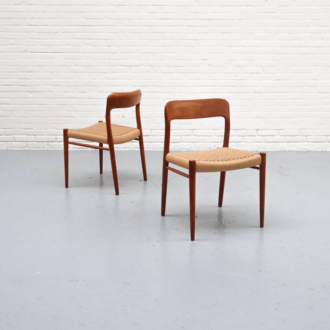 Niels Möller Model 75 Paper Cord Dining Chairs