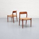 Niels Möller Model 75 Paper Cord Dining Chairs