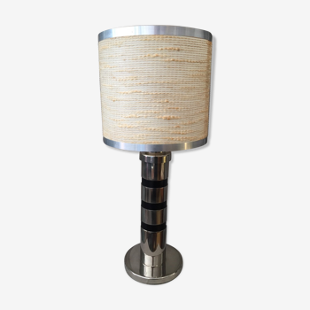 Desk lamp years 1970 chrome lampshade wool and metal