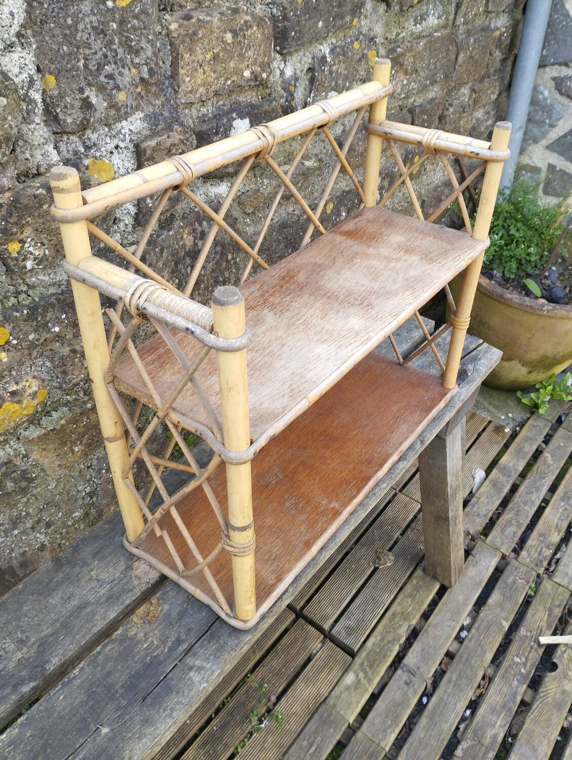 Vintage rattan shelf