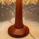Bohemian table lamp in turned wood and macramé from the 1970s.