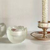 VINTAGE Glass and Silver Metal CANDLE HOLDERS