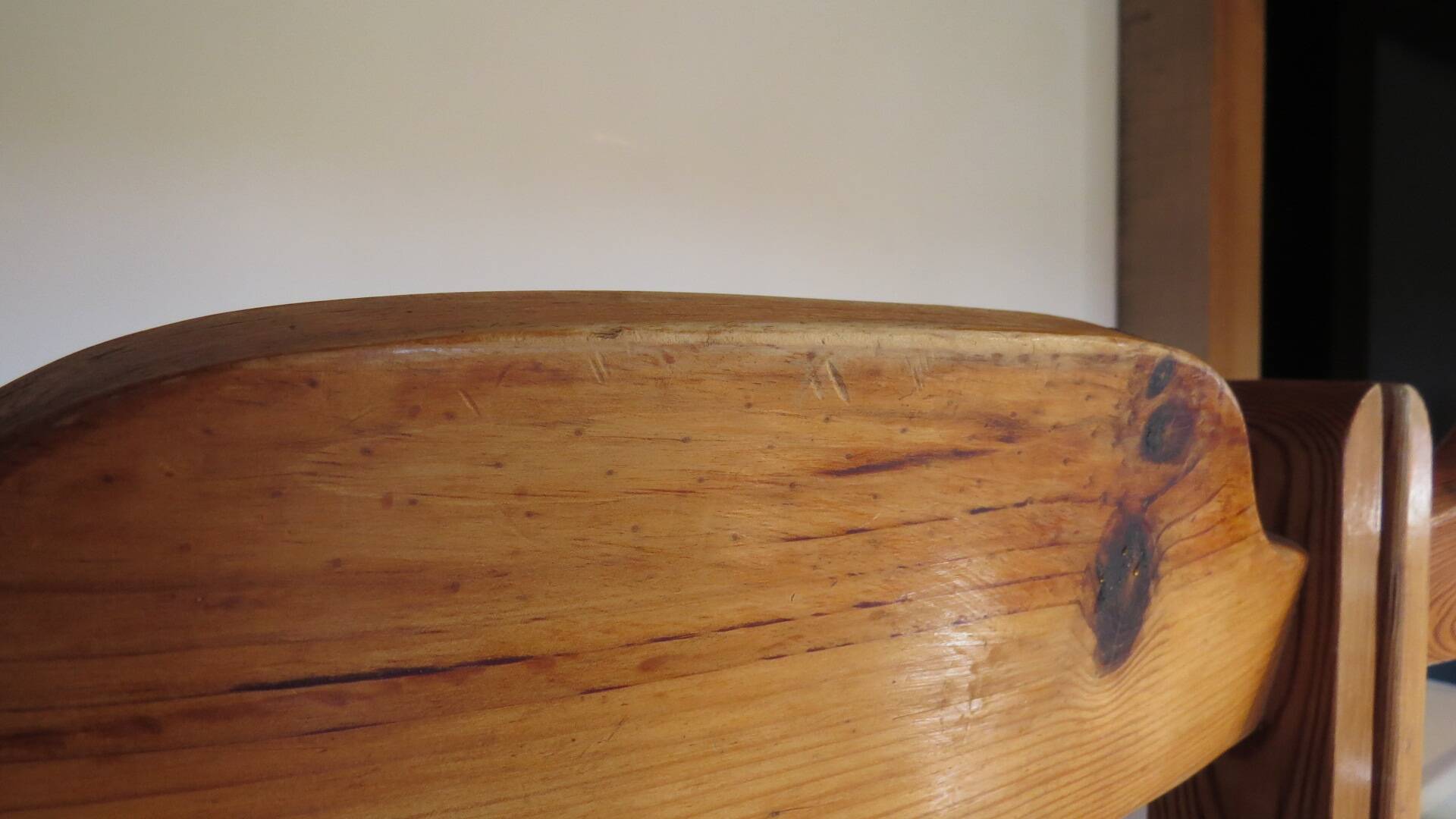 Brutalist pine chairs x 3