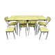 Yellow formica table, 4 formica chairs and 2 matching stools, vintage, 60s.