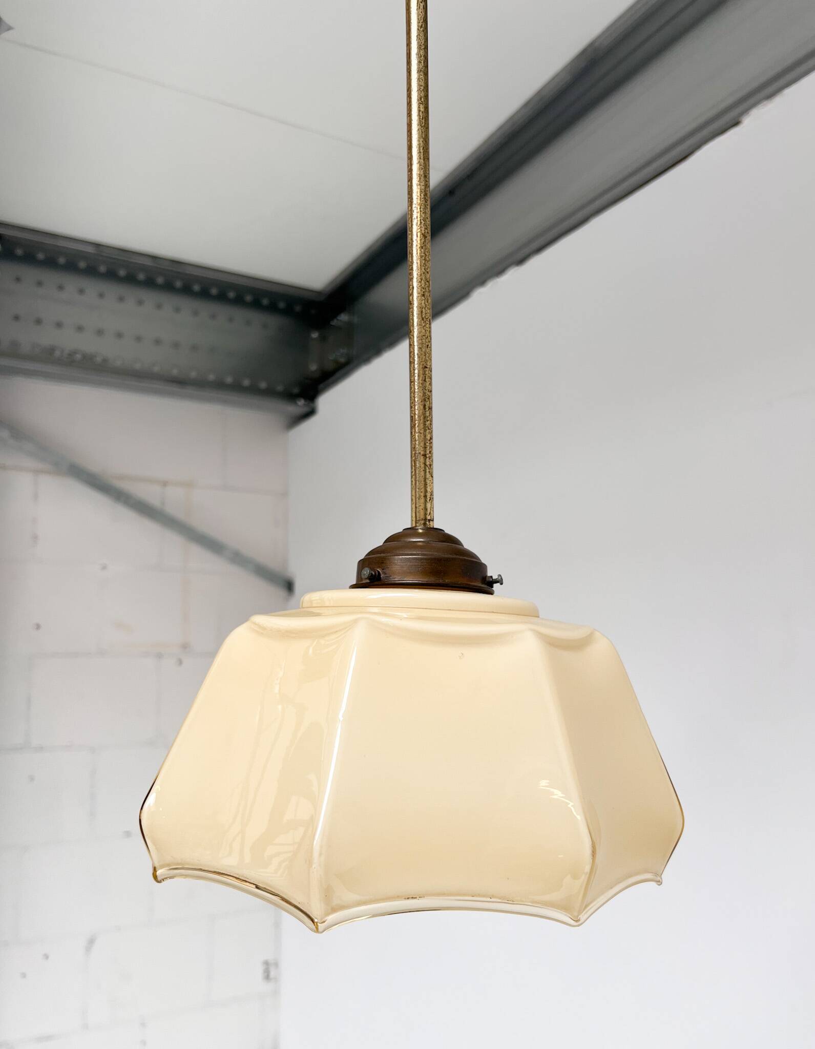 Curved glass Art Deco ceiling lamp, 1930s