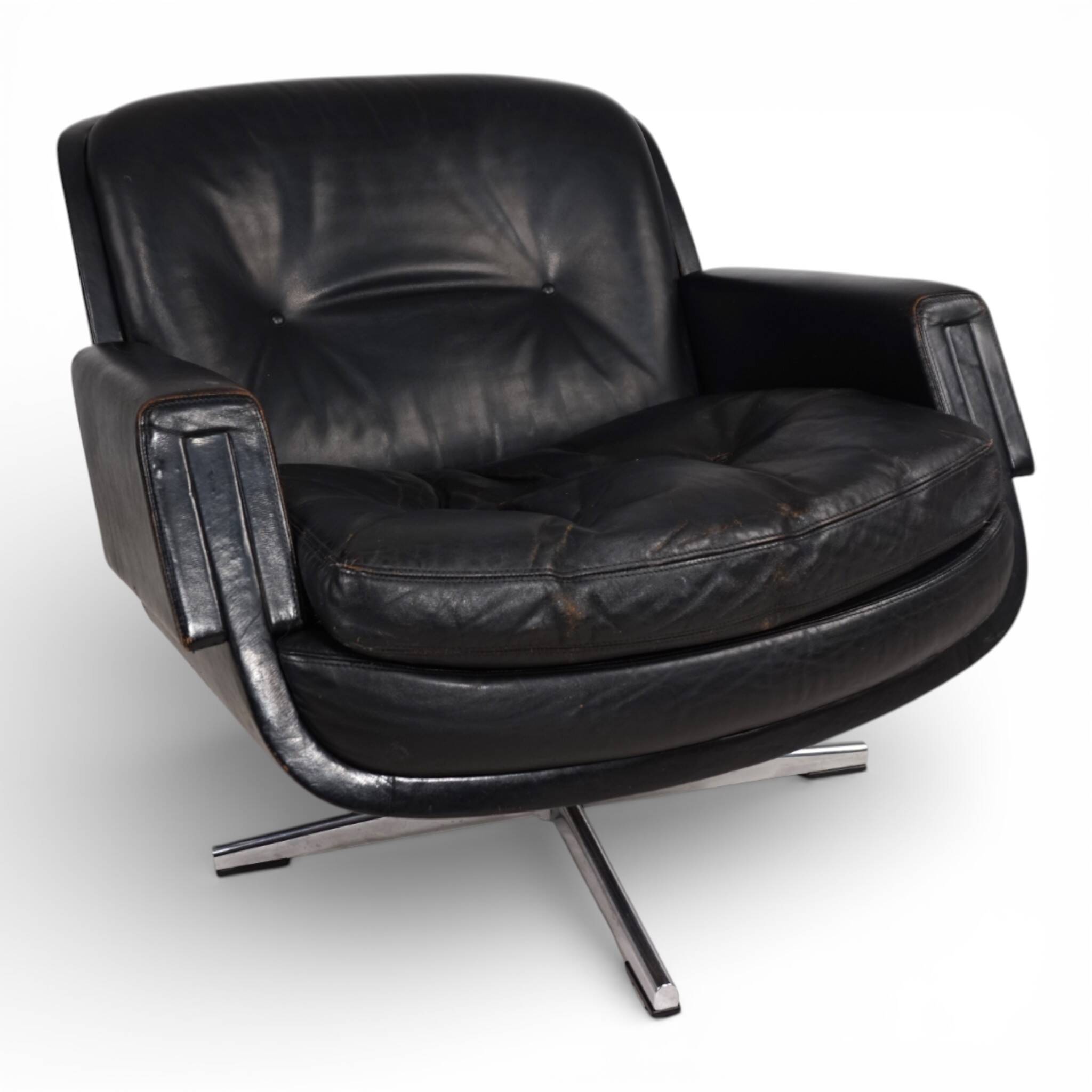 Fauteuil en cuir Eugen Schmidt, 1960