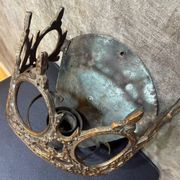 1970s Gothic Revival Crown Wall Sconce, Ornate Vintage Metal Lighting