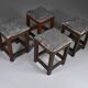 Tabourets vintage en pierre et bois x 4