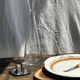 Vintage cake dish with orange and green trim D30