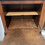 20th century natural wood and metal plate secretary desk