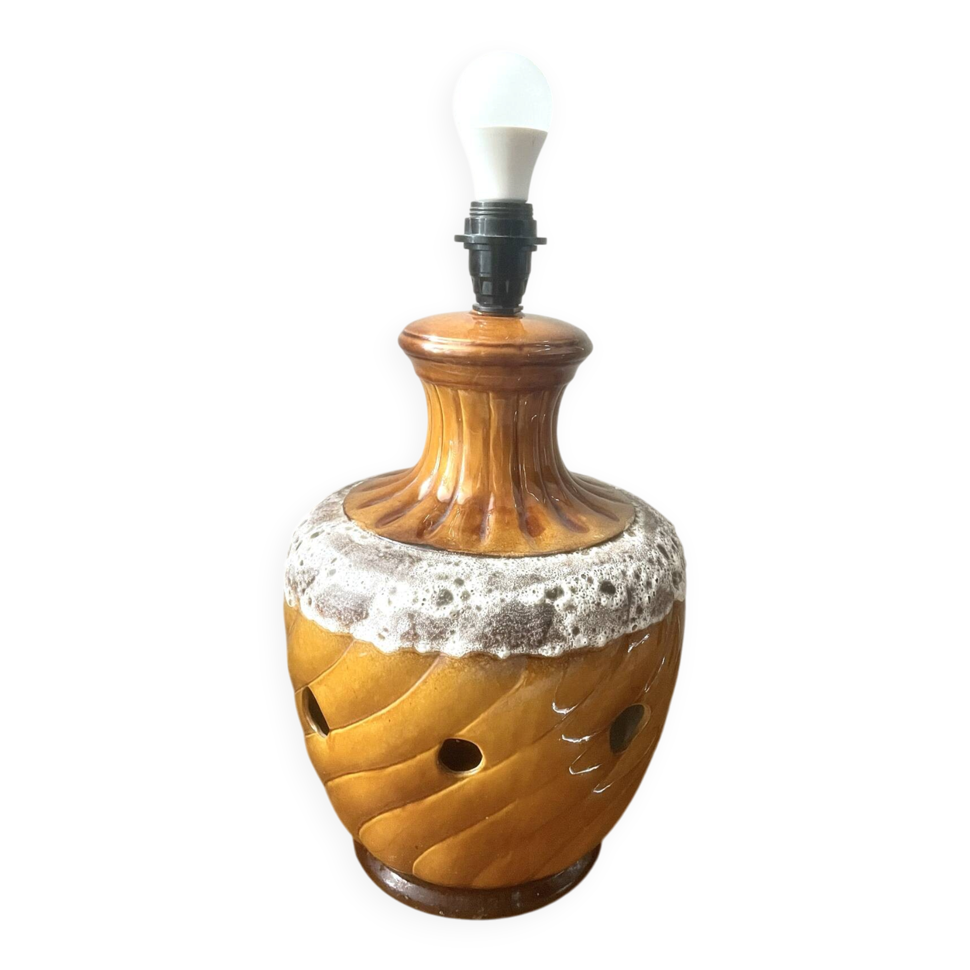 Mid-century perforated ceramic lamp