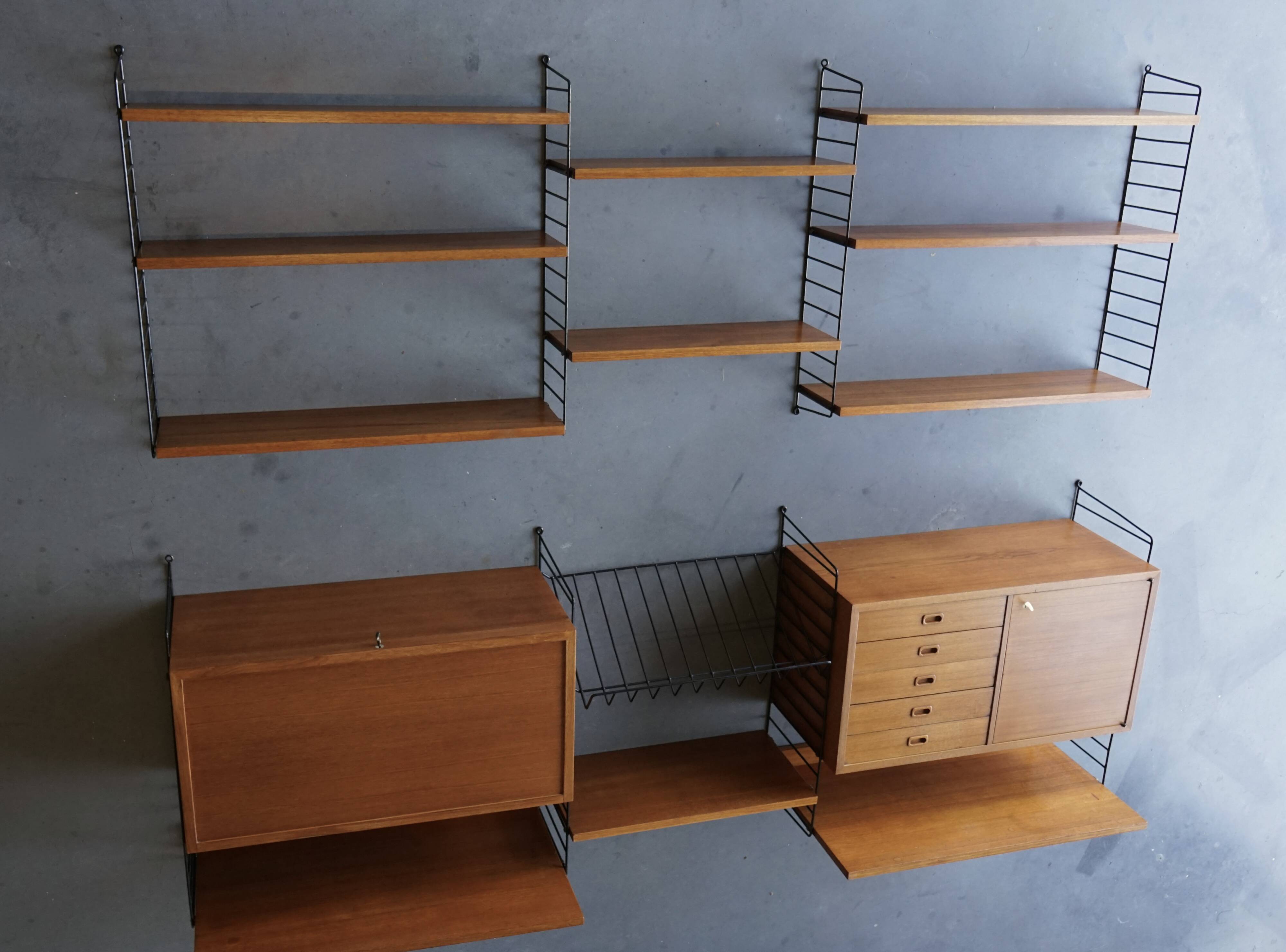 Etagère murale vintage par Nisse Strinning pour String AB, années 1960