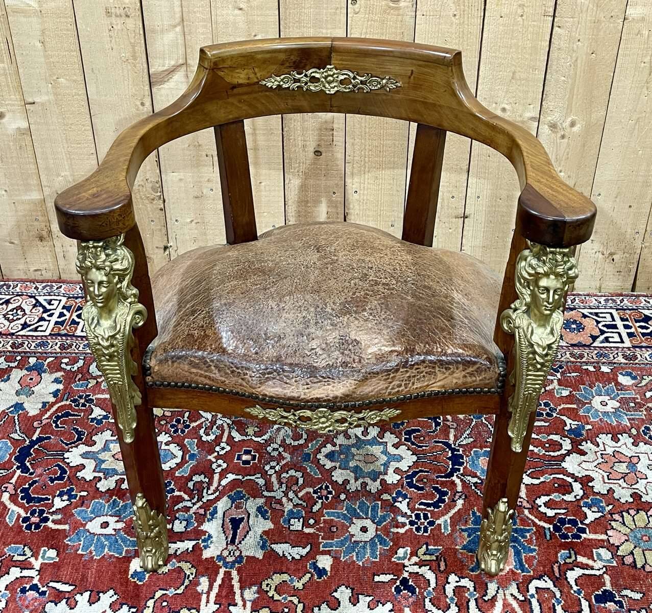 Regency style desk and armchair from the Napoleon III period - late 19th century