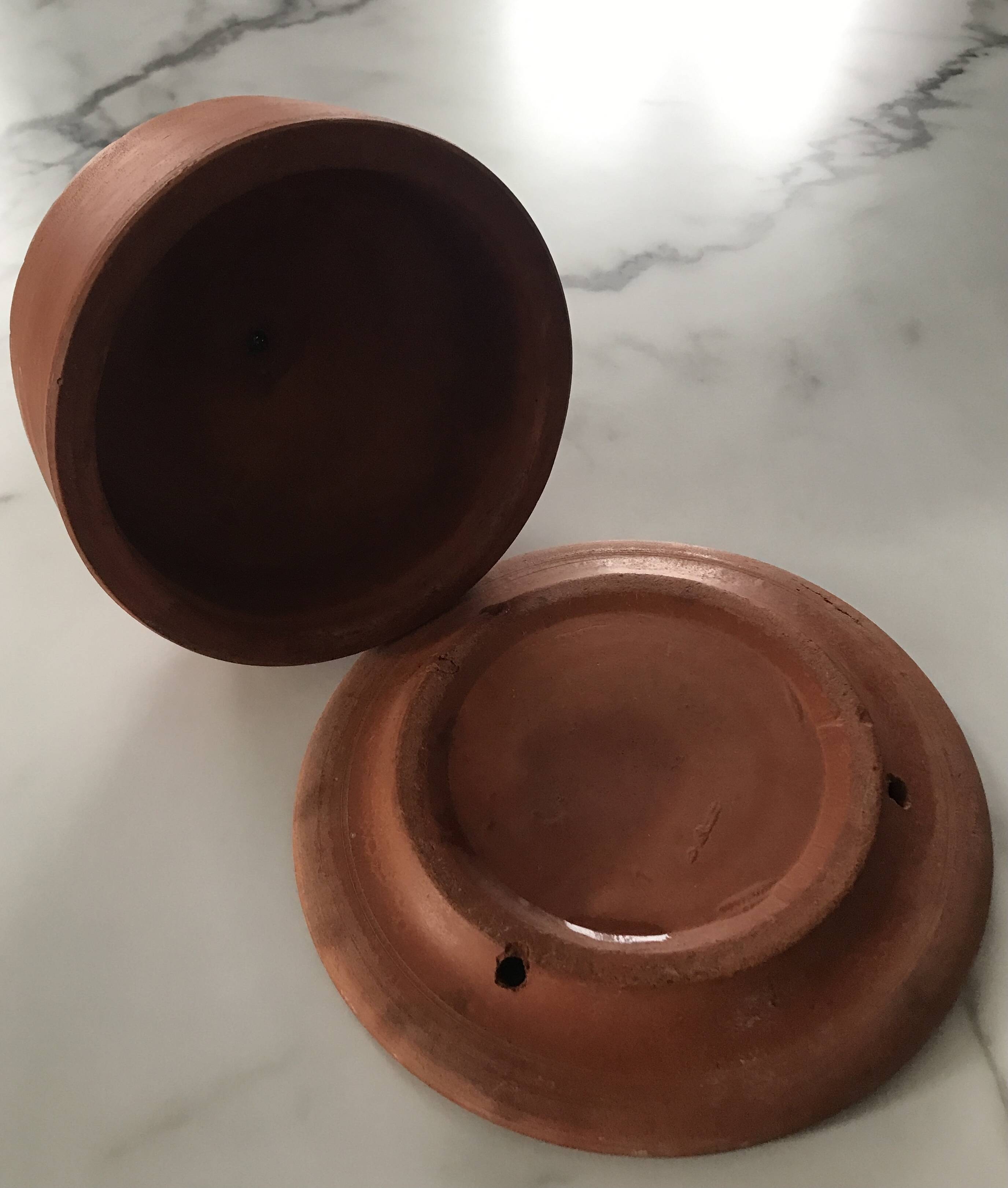 Old terracotta butter dish