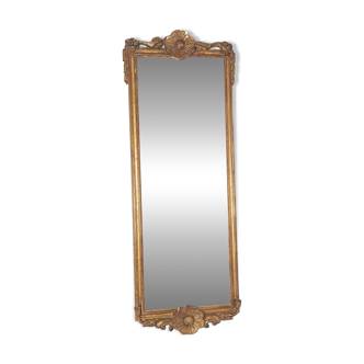 Miroir ancien XIXe siècle style XVIIIe bois sculpté doré 69x26 cm SB635