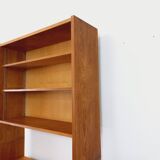 Large vintage oak wood bookcase shelf from the 50s 60s