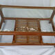 Vintage coffee table in rattan, bamboo and glass tray