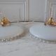 Pair of suspensions in pleated opaline and rounded border 30-40s