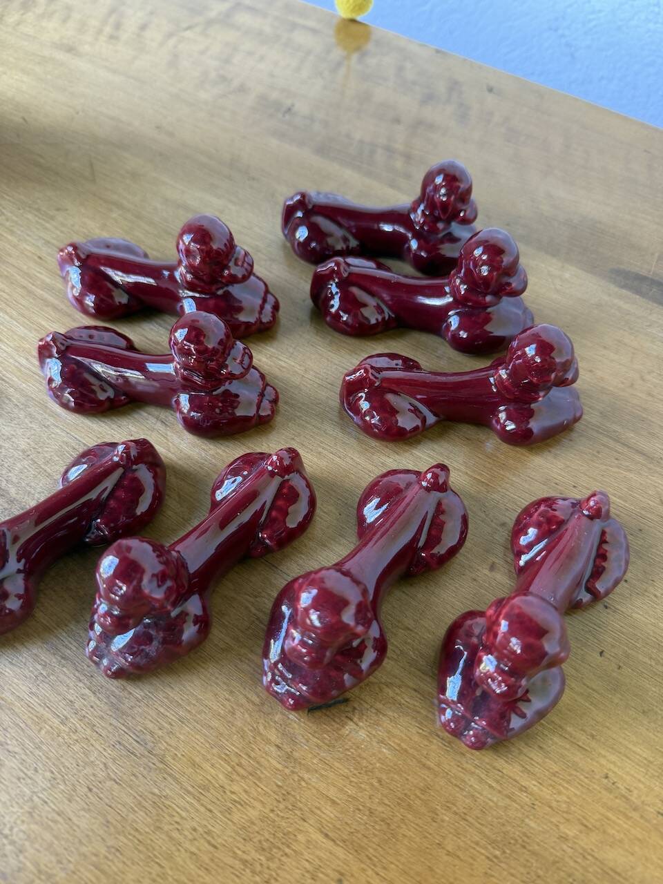 Red poodle ceramic knife holder