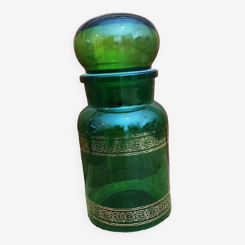 Airtight vintage green glass jar made in Belgium apothecary style