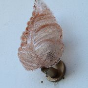 Set of 2 Wall Light Pink colour Murano Glass Leave by Barovier e Toso, 1950