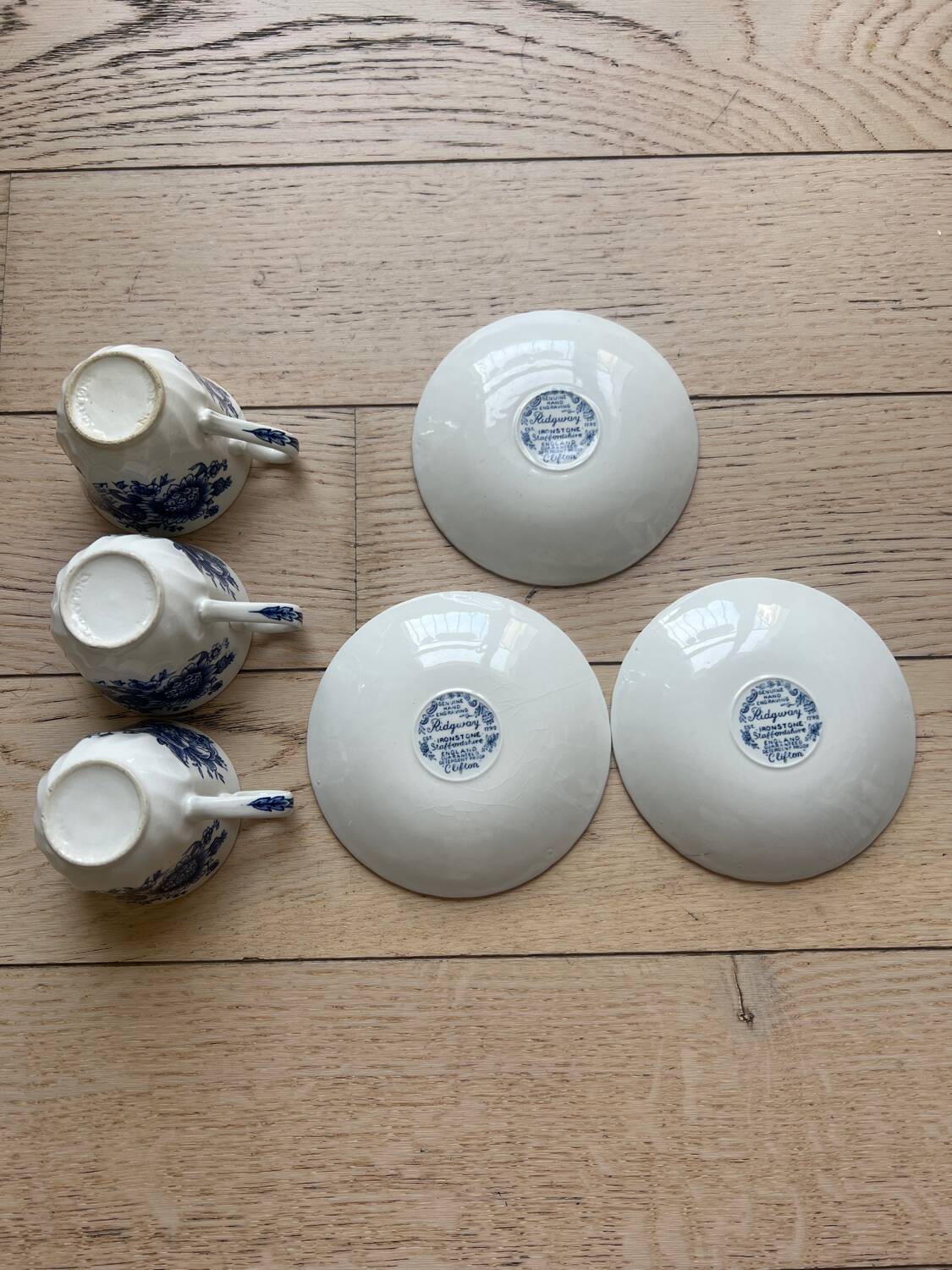 English cups model Ridgway ironstone