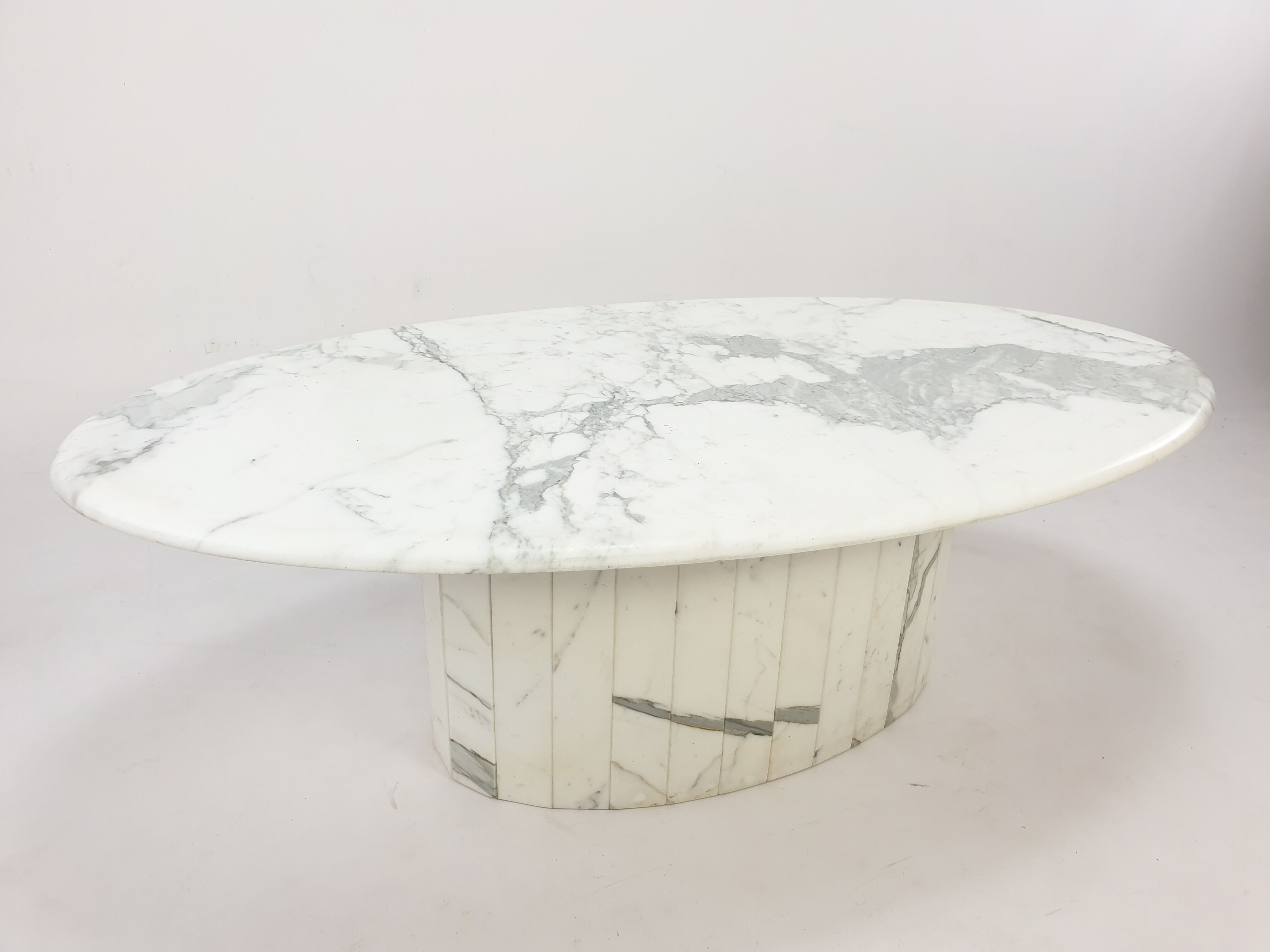 Mid-century italian marble oval coffee table, 1980s