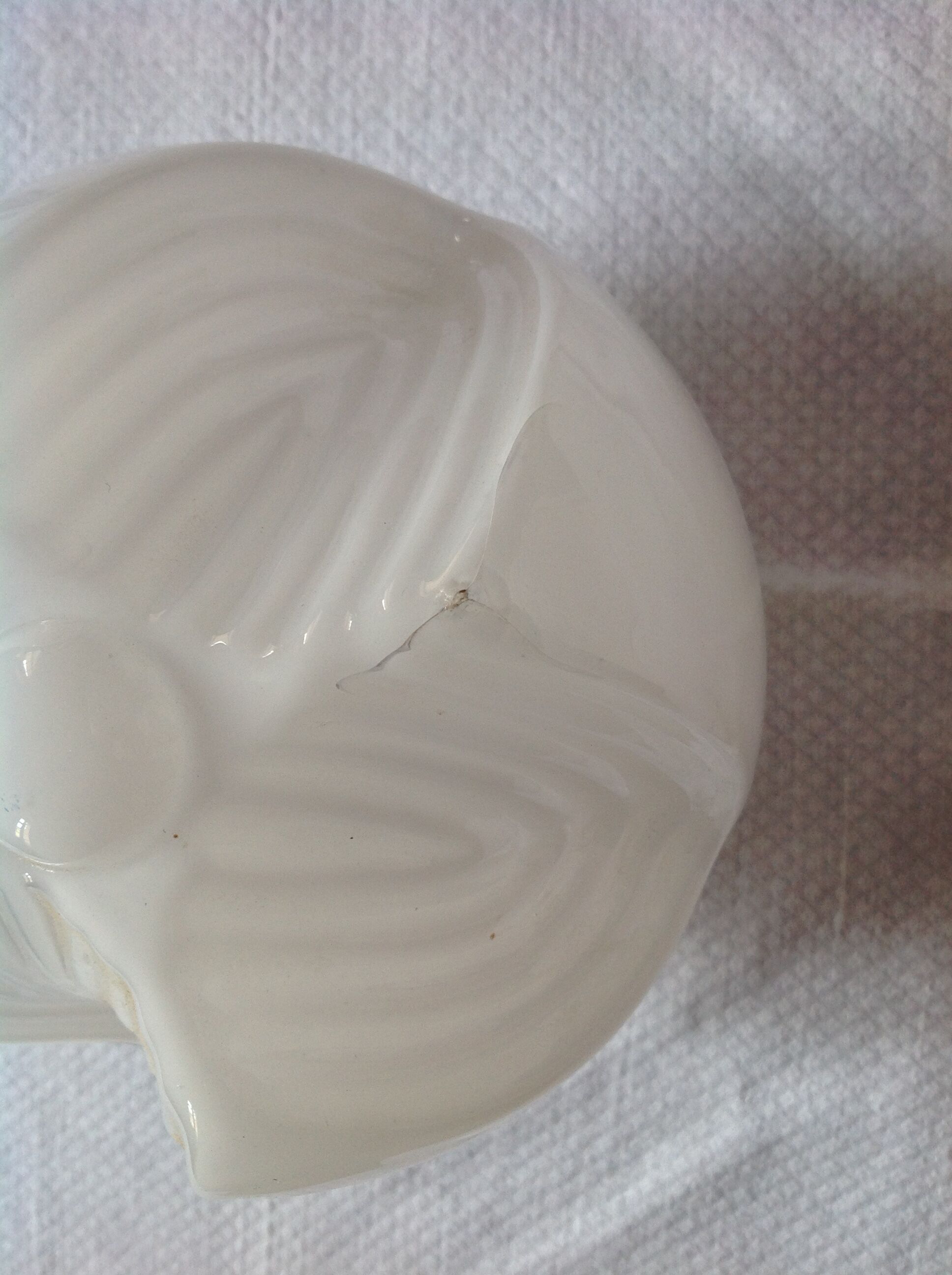 Vintage chandelier in opaline and stainless steel, 70s.