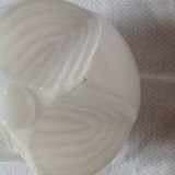 Vintage chandelier in opaline and stainless steel, 70s.