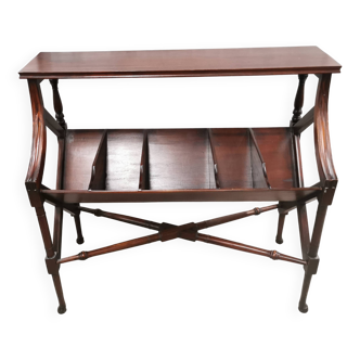 Two-tier mahogany magazine/vinyl rack