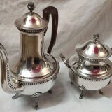 Coffee maker and silver metal sugar bowl, early twentieth century
