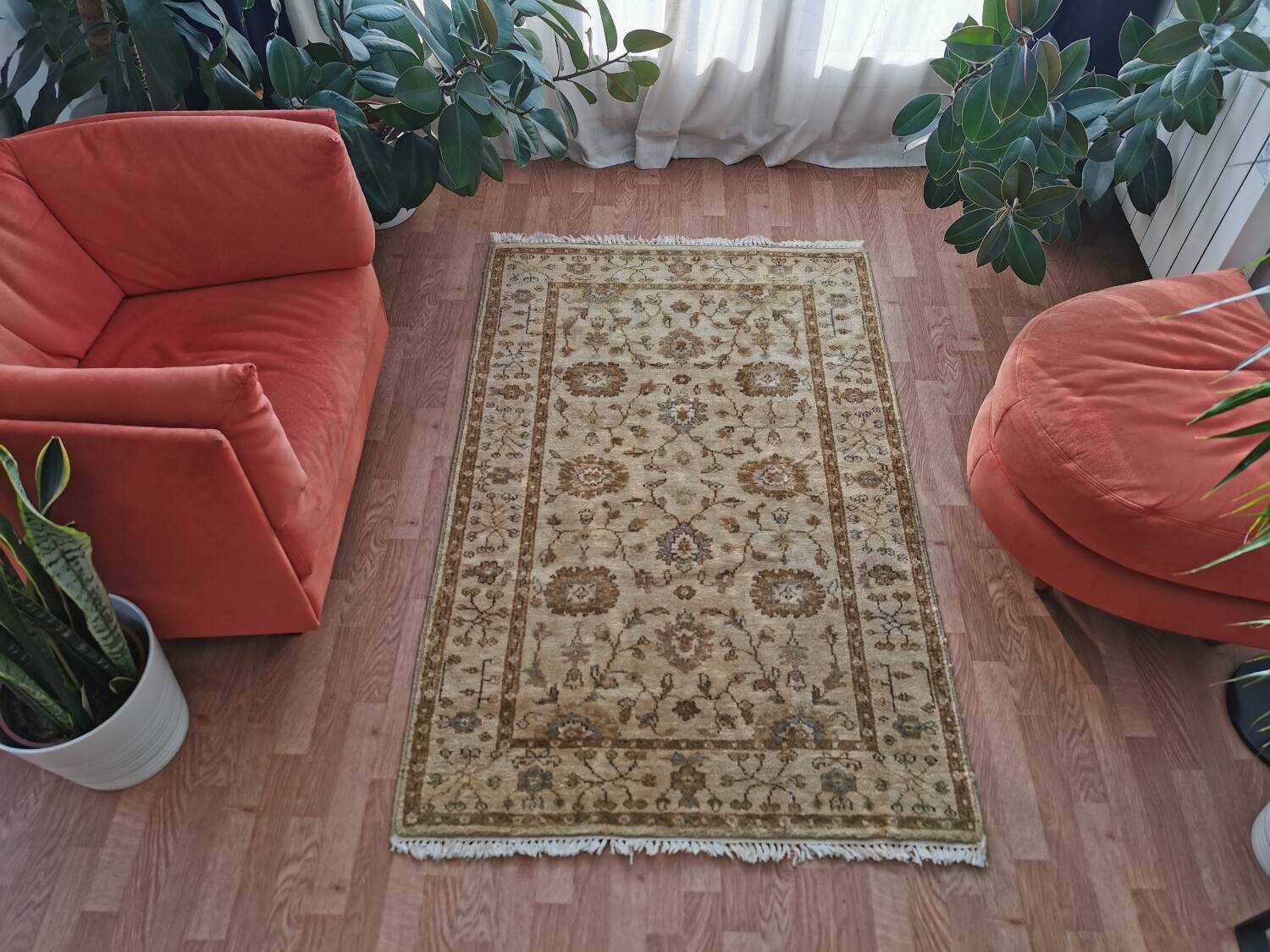 Vintage handmade Persian carpet, wool, ancient Iranian carpet, 163×104cm.