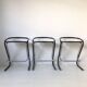 Set of three bar stools black and chrome of Thema Italy to the 1970s