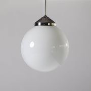 Bauhaus Pendant Lamp in Opaline Glass and Chrome by Napako, 1930s