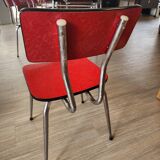 Vintage Lafague red formica set, 1 table, 6 chairs and 1 stool