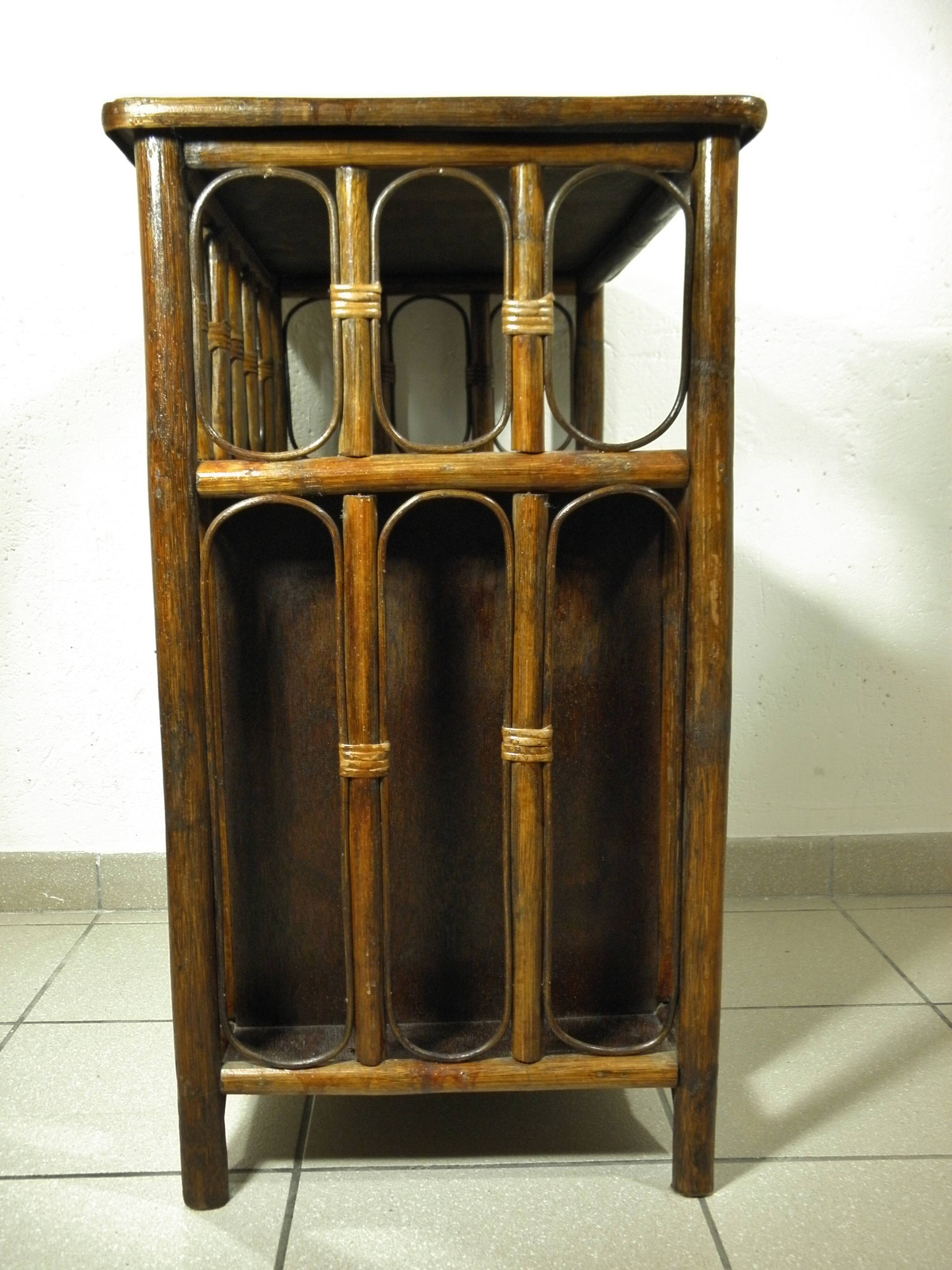 70s rattan hi-fi cabinet