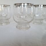 10 antique glasses with silver trim – French glassware, around 1950