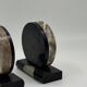 Paire de serre-livres vintage sculpturaux en pierre et laque noire