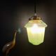 Vintage art deco globe pendant lamp in green granite green and gold