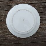 Ancien plat en terre de fer décor floral bleu