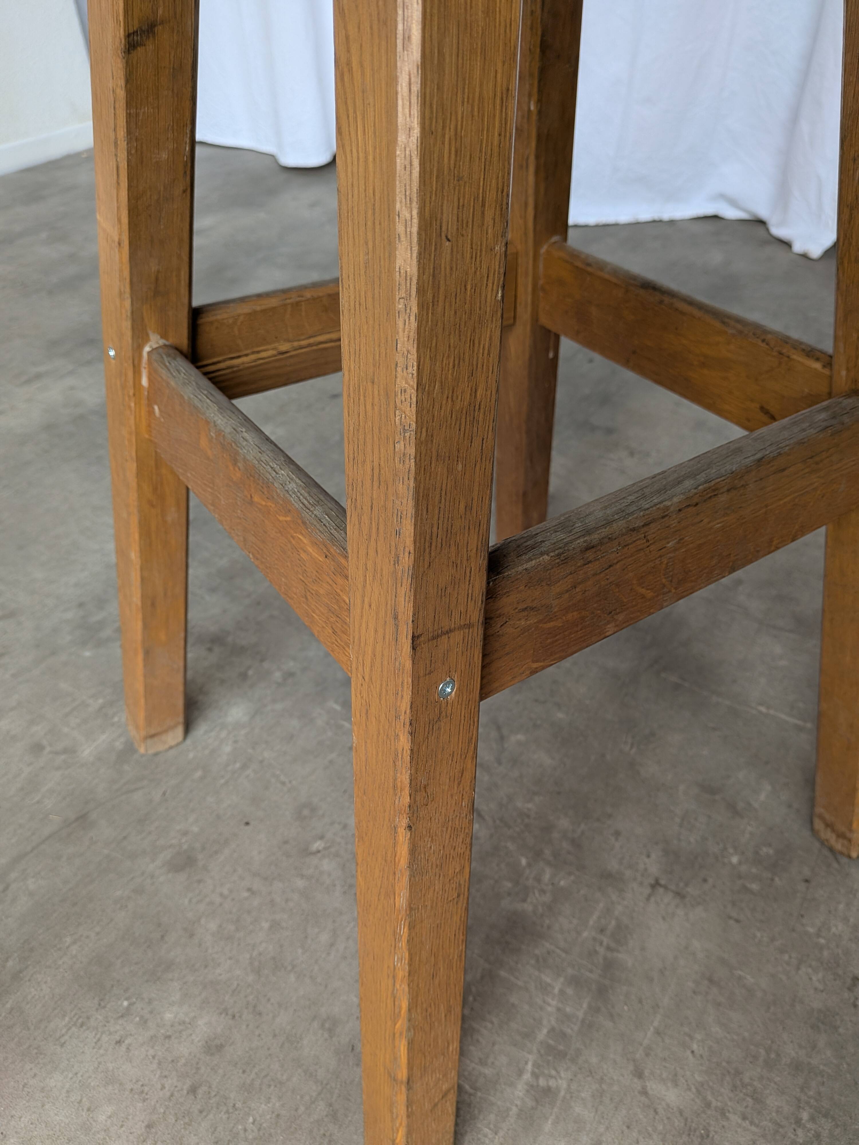 Vintage Oak Bar Stool: 1980s Yugoslavian Industrial High Chair
