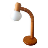 Lampe scandinave articulée en pin et opaline