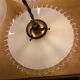 Suspension cascade three lights vintage lampshade in white opaline