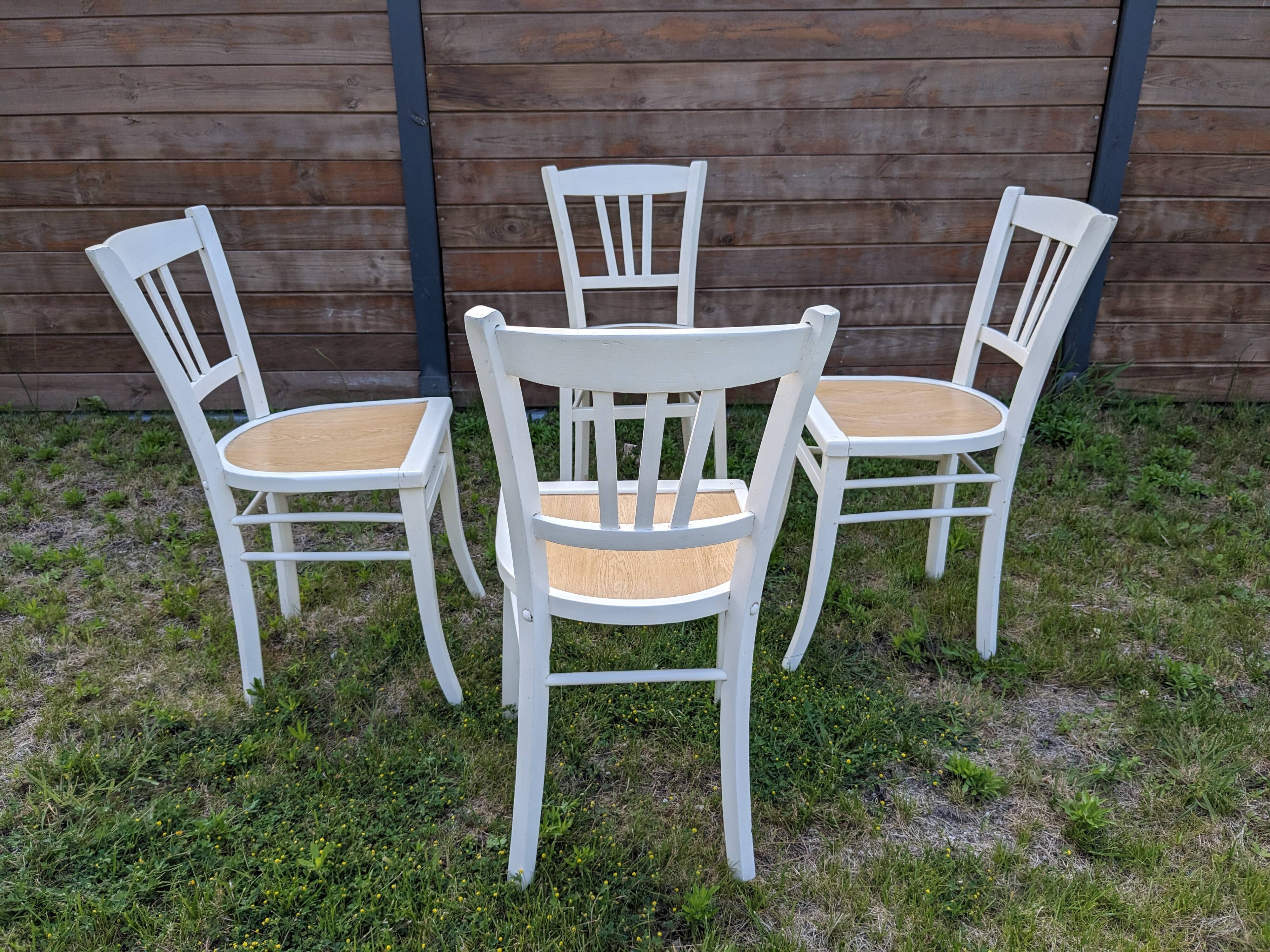 Set of 4 vintage shabby chic bistro chairs