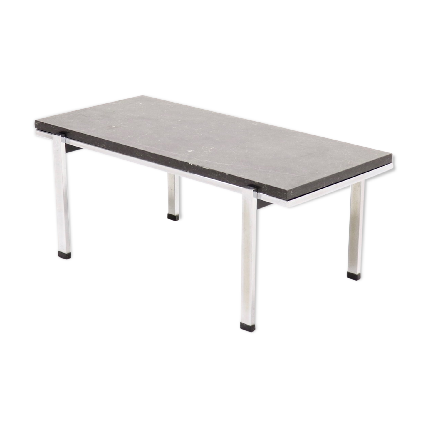 Mid century grey limestone and chrome coffee table 1960