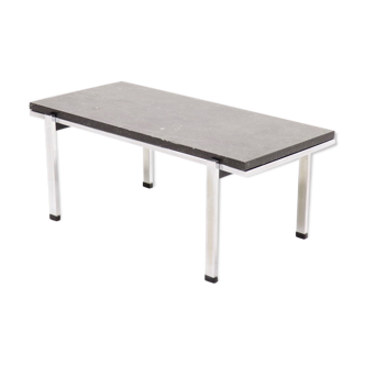 Mid century grey limestone and chrome coffee table 1960