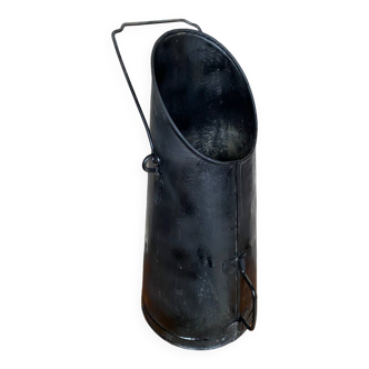 Antique black metal ash coal bucket vintage umbrella holder