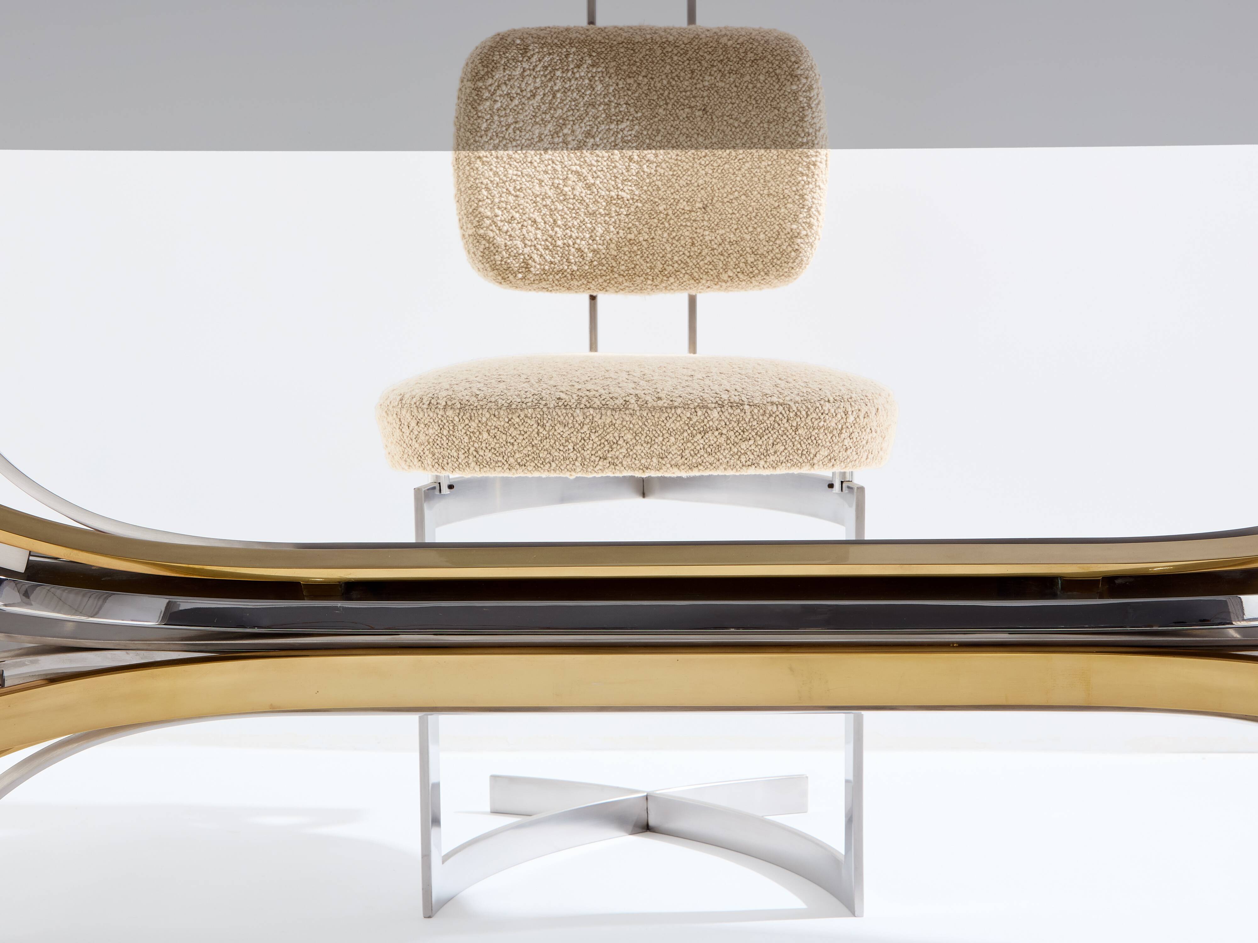 Maria Pergay steel and brass dining table Gerbe 1970