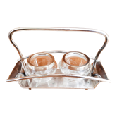 Salière et poivrière en verre ciselé et métal argenté, antique français